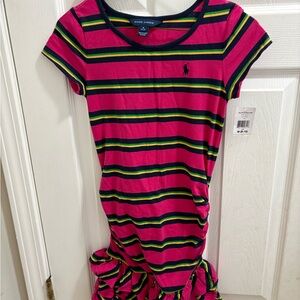 Ralph Lauren Girls' Pink Stripe Cotton Dress
